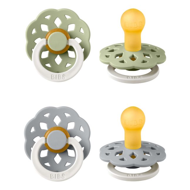 Tétines phosphorescentes en caoutchouc naturel Bohème - Set de 2 | Vert amande