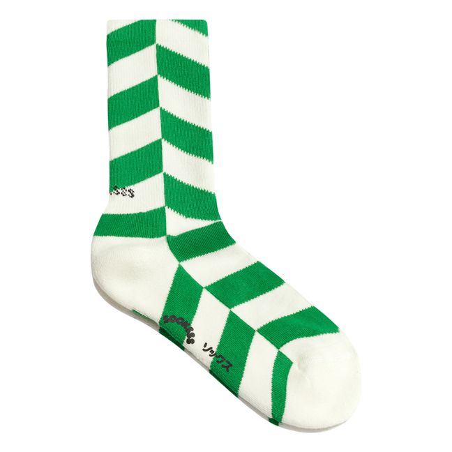 Organic Cotton Herringbone Socks Green