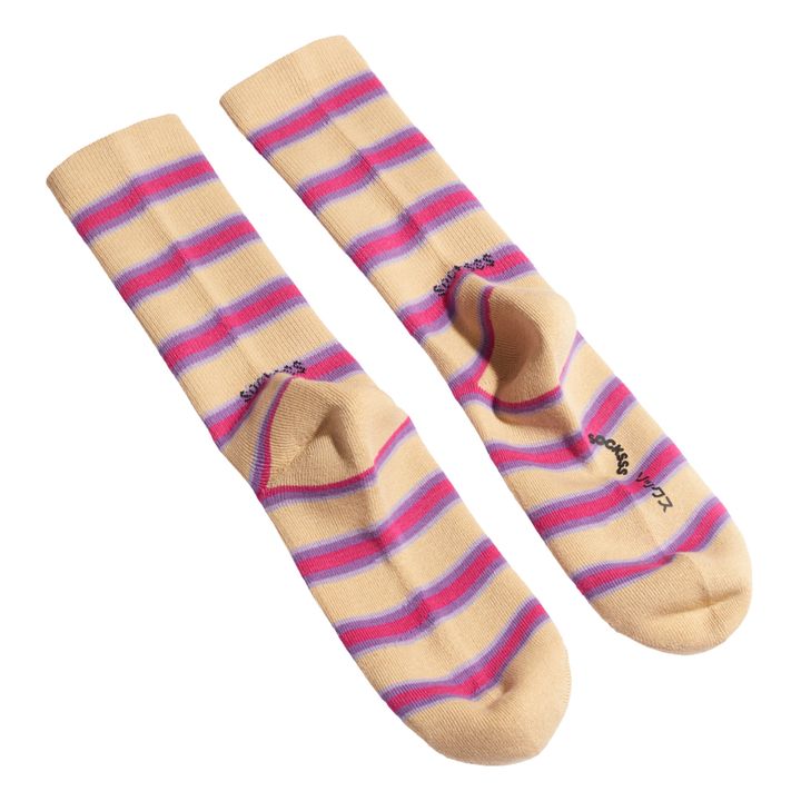 Organic Cotton Striped Socks Beige- Product image n°2