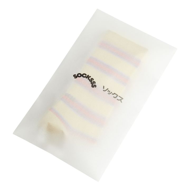 Organic Cotton Striped Socks Beige- Product image n°3