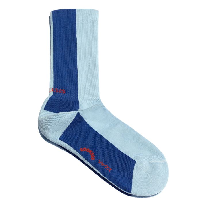 Organic Cotton Two-Tone Socks Blue- Product image n°0