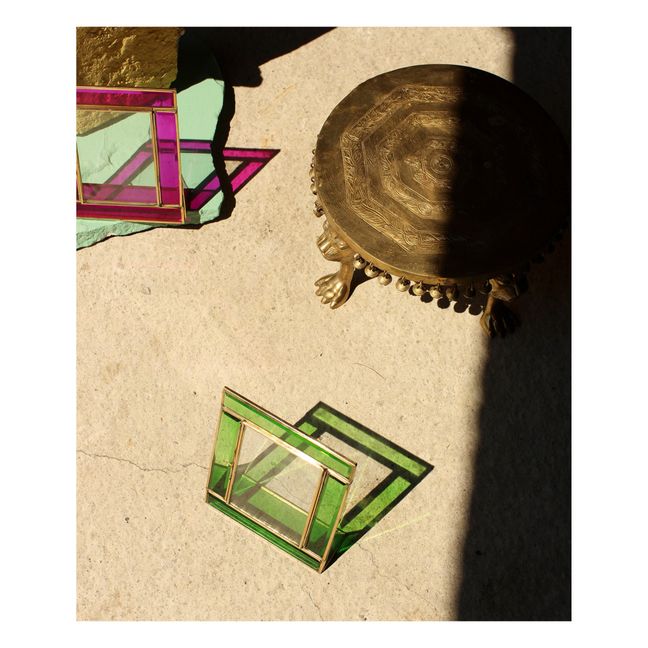 Cadre photo en verre et laiton Bonnie | Vert émeraude