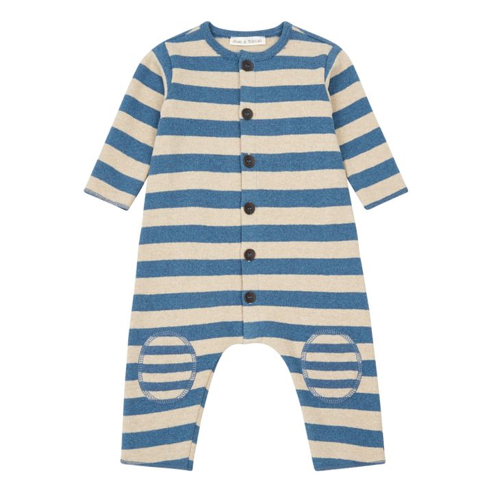 Striped Knit Jumpsuit Blue- Product image n°0