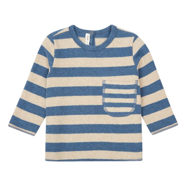 Striped Knit Pocket Jumper Azul