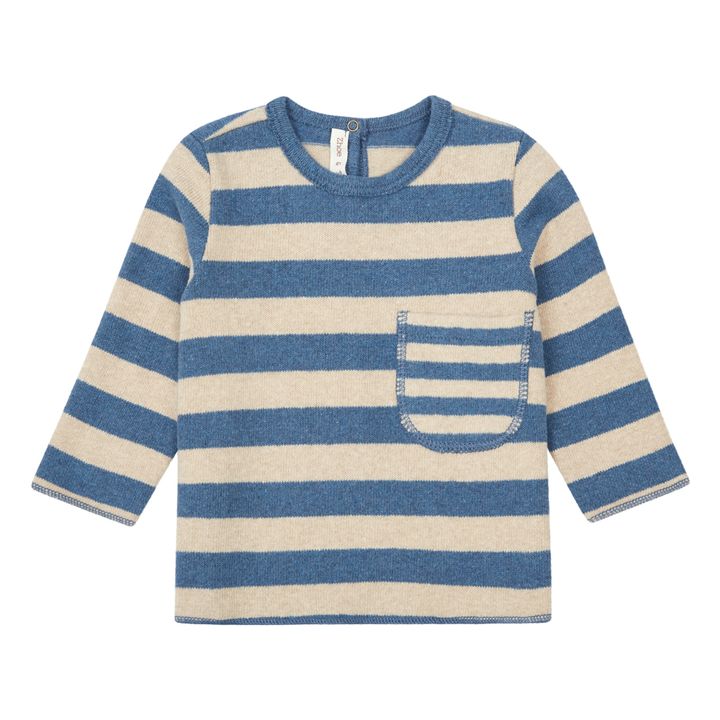 Striped Knit Pocket Jumper Blue- Product image n°0