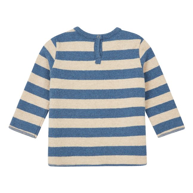 Striped Knit Pocket Jumper | Blue
