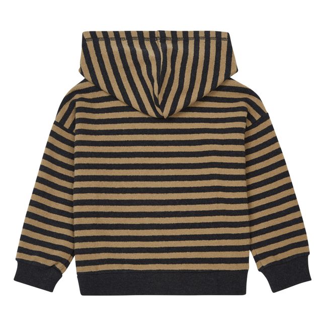 Striped Knit Hoodie Charcoal grey