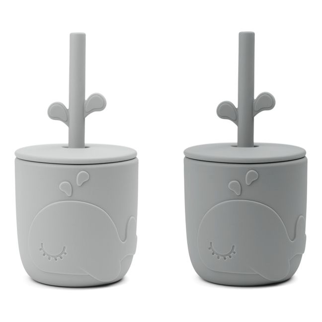 Wally Cups with Straws - Set of 2 Grey