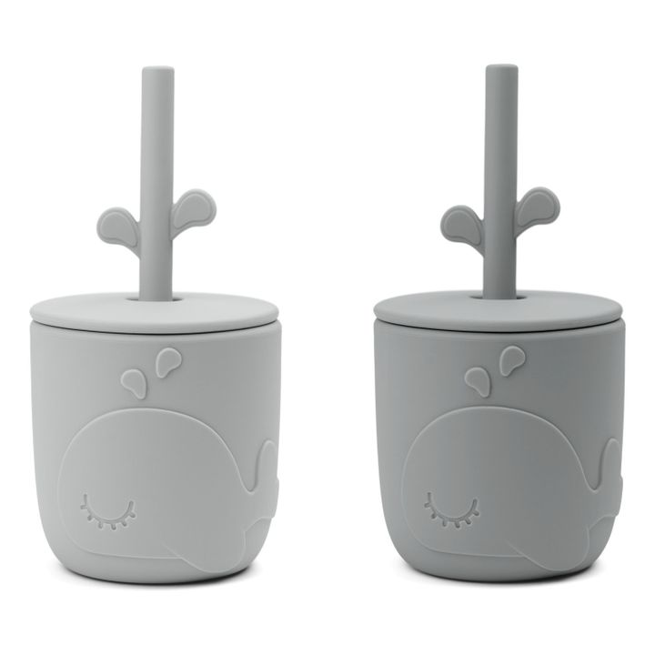 Wally Cups with Straws - Set of 2 | Gris- Imagen del producto n°0