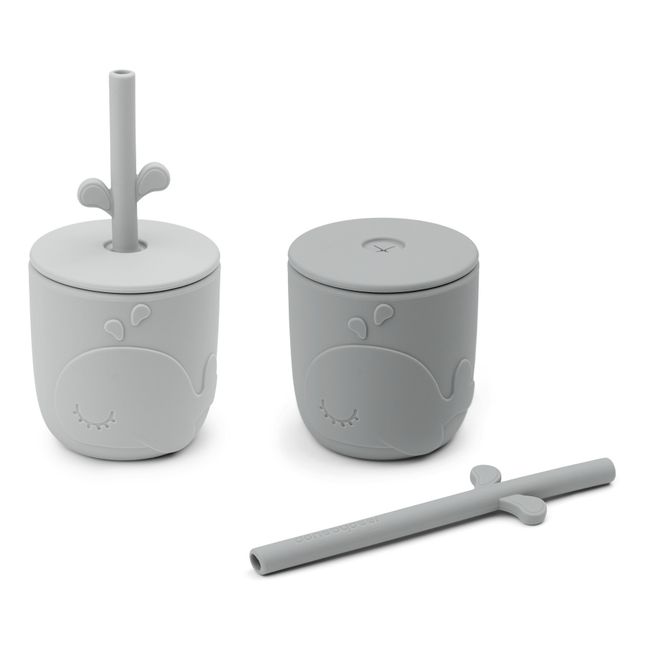 Becher und Strohhalm Wally - 2-teiliges Set | Grau