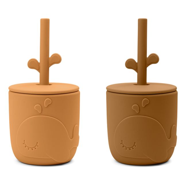 Wally Cups with Straws - Set of 2 Mustard