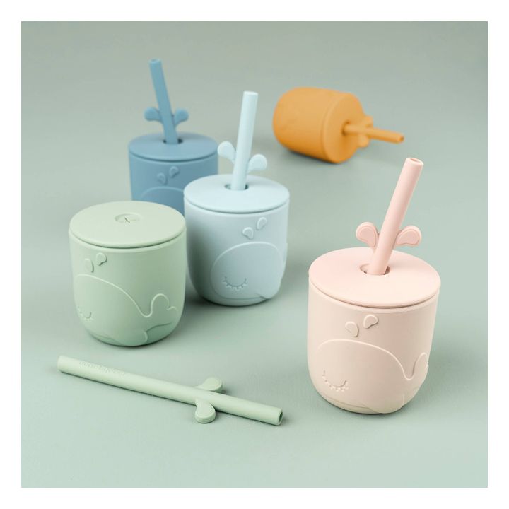 Wally Cups with Straws - Set of 2 | Mustard- Product image n°1