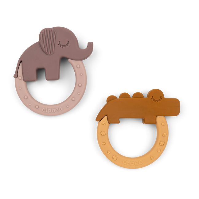 Anneau de dentition Deer - Set de 2 | Jaune moutarde