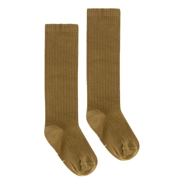 Organic Cotton Long Socks Marrón