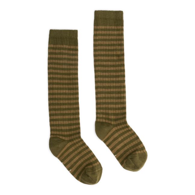 Organic Cotton Long Socks | Olive green