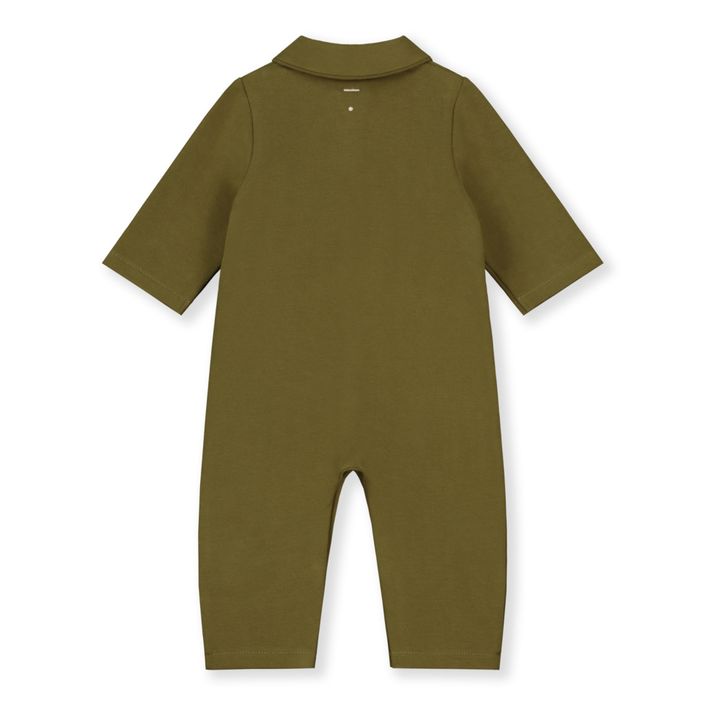 Organic Cotton Peter Pan Collar Jumpsuit | Olive green- Product image n°2