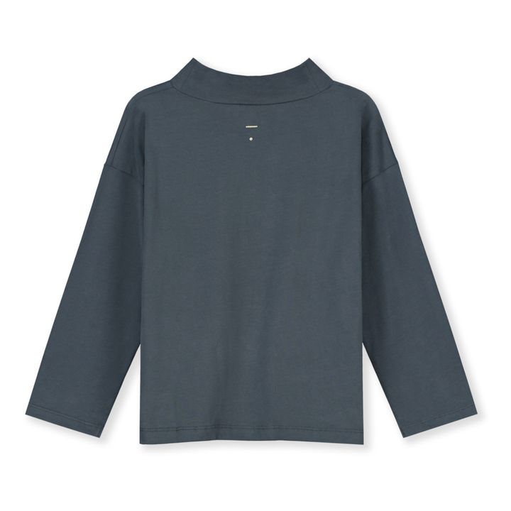 Organic Cotton Striped Turtleneck T-shirt | Grey blue- Product image n°5