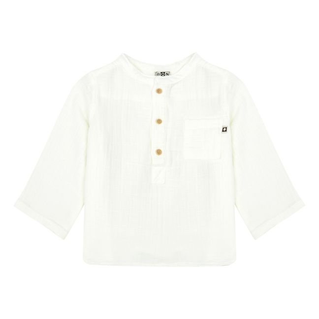 Matt Organic Cotton Muslin Kurta Shirt | Ecru