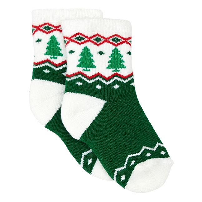 Jacquard Socks - Christmas Collection  | Chromgrün