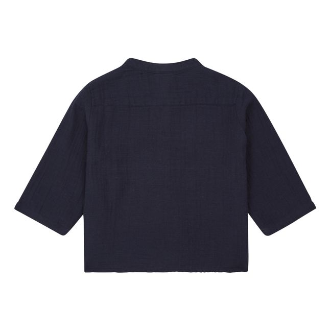 Inter Organic Cotton Muslin Shirt | Navy blue