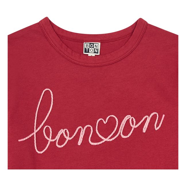 Camiseta de algodón orgánico con bordado | Burdeos