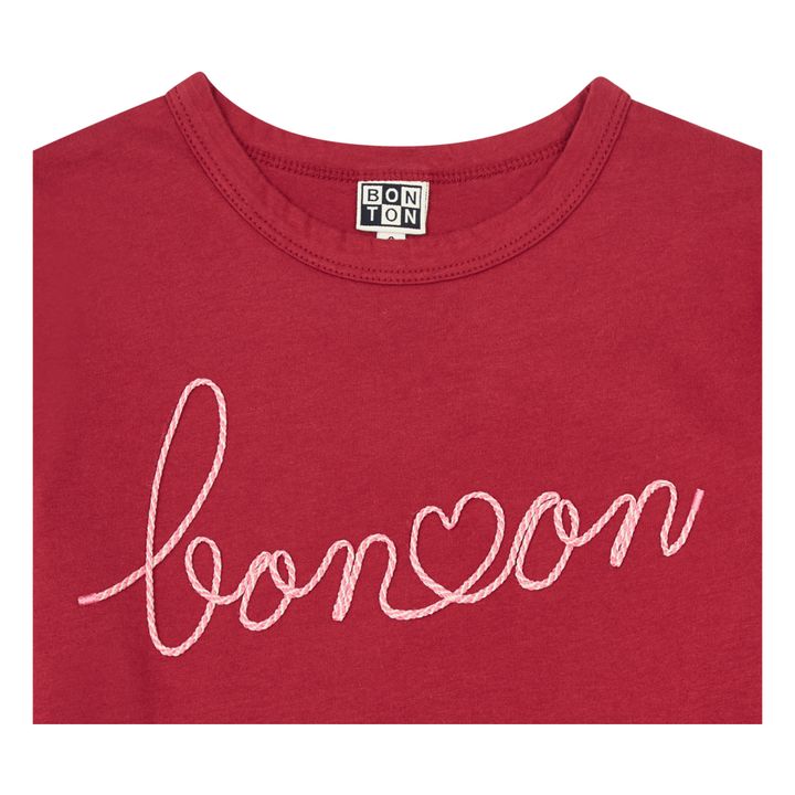 Embroidered Organic Cotton T-shirt | Burgundy- Product image n°1