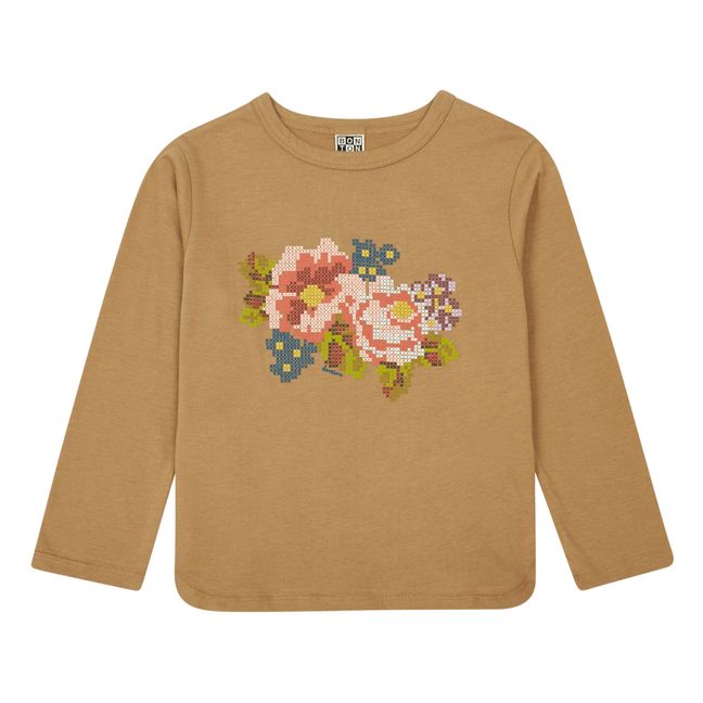 T-Shirt Coton Fleur | Camel