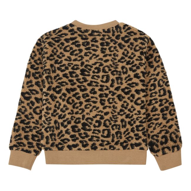 Leopard Faux-Fur Sweatshirt Beige