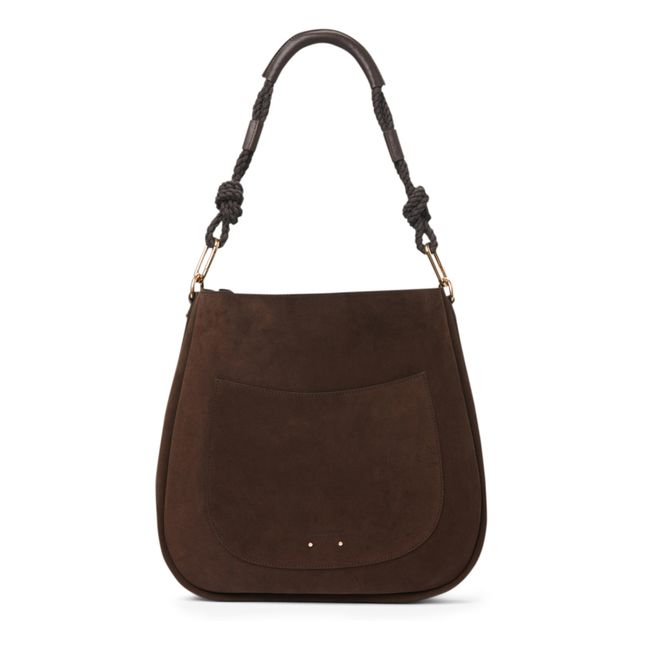 Hobo Round Suede Leather Bag Marrón