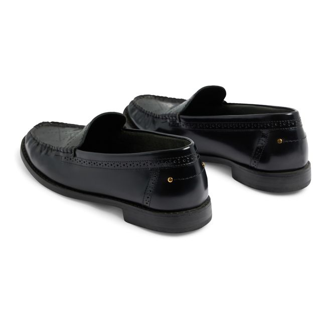 Perforated Patent Leather Loafers Black