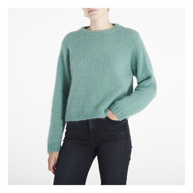 Pinobery Cropped Sleeve Mohair Jumper | Green