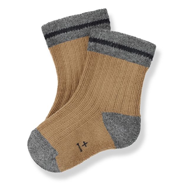 Mei Two-Tone Socks Caramel