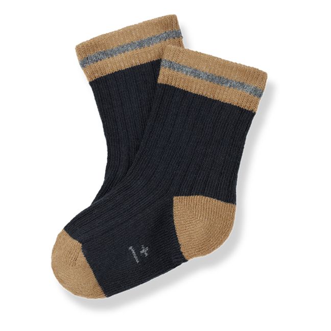 Mei Two-Tone Socks | Navy blue