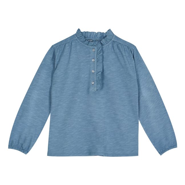 Organic Cotton Jersey Blouse Azzurro