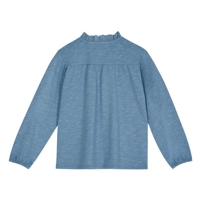 Organic Cotton Jersey Blouse Azzurro