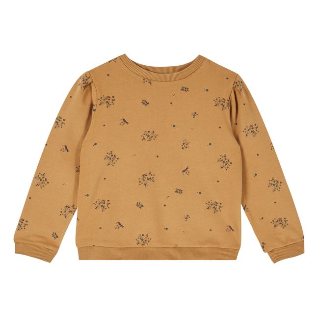 Sweatshirt Geblümt Bio-Baumwolle | Kamelbraun