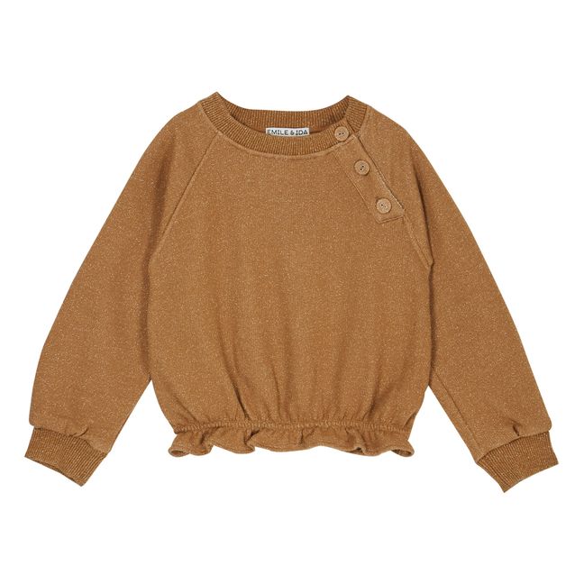 Sparkly Organic Cotton Sweatshirt Camel