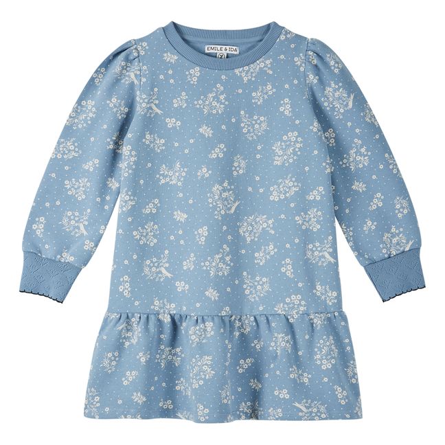 Organic Fleece Floral Dress | Azul Cielo