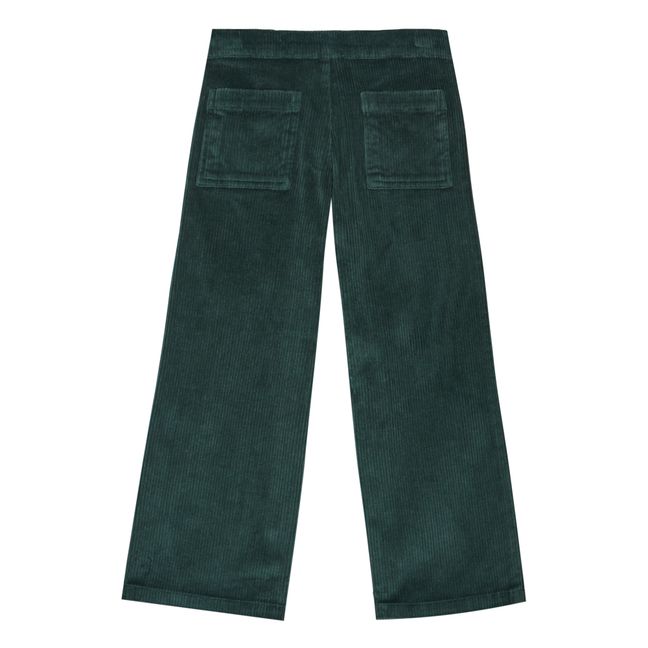 Pantalon Velours Côtelé Poches Vert
