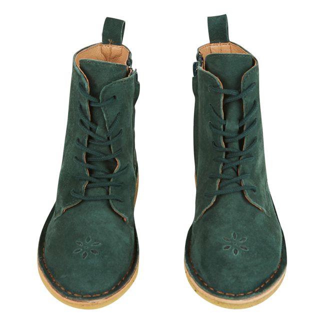Emi Leather Lace-Up Boots Verde