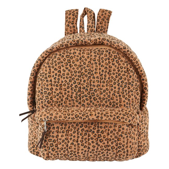 Corduroy Leopard Print Backpack - Emile et Ida x Smallable Exclusive  | Camel