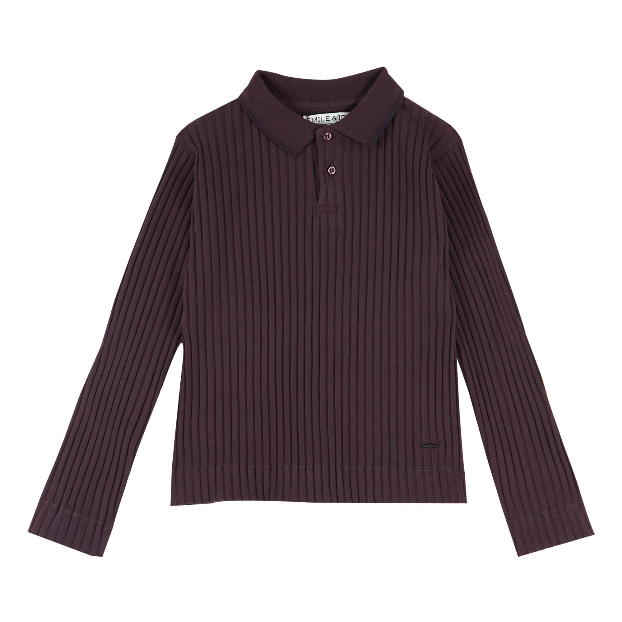 Organic Cotton Long Sleeve Polo Shirt Aubergine- Product image n°0