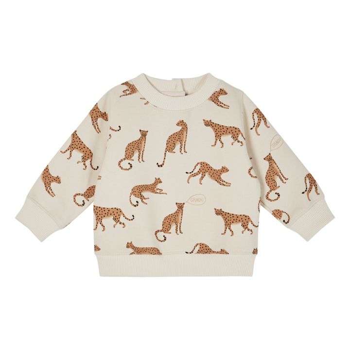 Leopard Print Organic Cotton Sweatshirt | Ecru- Product image n°1