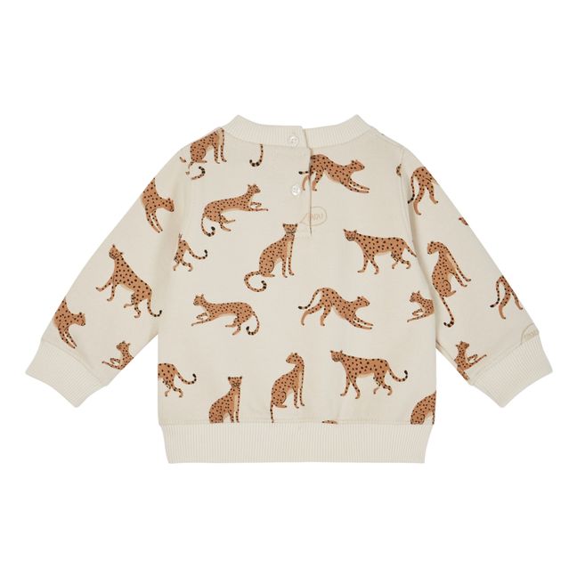 Leopard Print Organic Cotton Sweatshirt Crudo