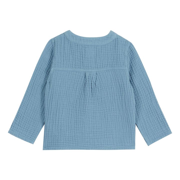 Cotton Muslin Kurta Shirt Azul Cielo- Imagen del producto n°1