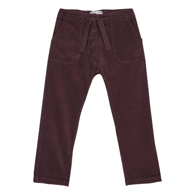 Button-Up Corduroy Trousers | Aubergine
