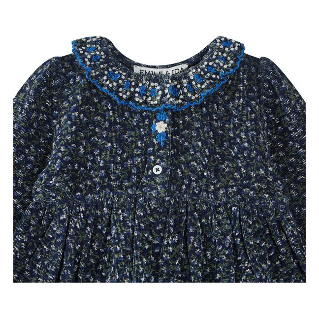 Floral Corduroy Dress | Navy blue
