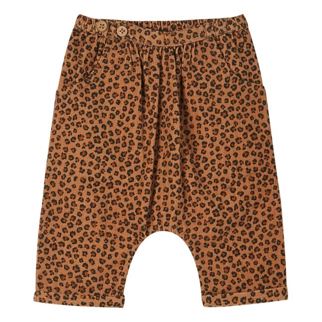 Leopard Print Corduroy Harem Pants | Camel