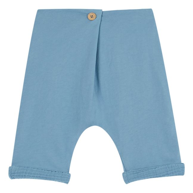 Reversible Cotton Muslin Harem Pants Light blue
