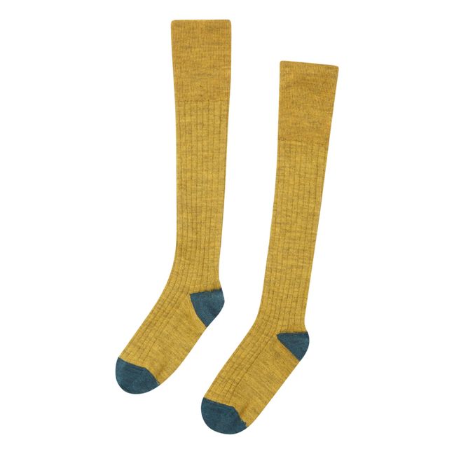 Long Two-Tone Socks Giallo senape